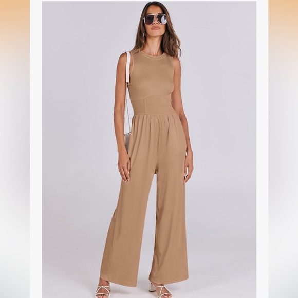Amazon Pants - Elegant Tan Jumpsuit